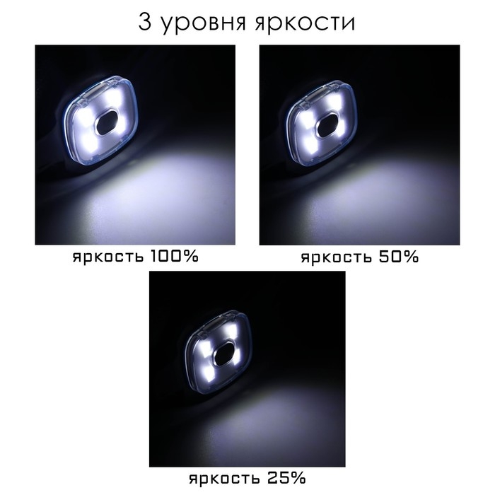 Фонарь-шапка аккумуляторный, 200 мАч, 4 LED, 3 режима, USB Фонарь-шапка аккумуляторный, 200 мАч, 4 LED, 3 режима, USB