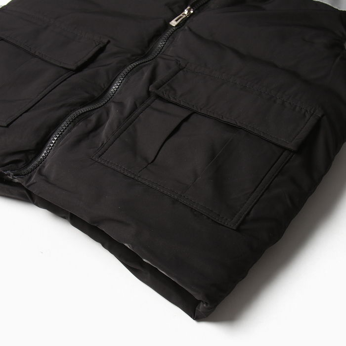 Жилет утеплённый для мальчиков, цвет чёрный, рост 110-116 см