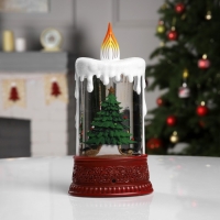 Светодиодная фигура &laquo;Свеча с ёлкой&raquo; 12.3 &times; 24 &times; 8 см, пластик, батарейки ААх3 (не в комплекте), USB, свечение тёплое белое