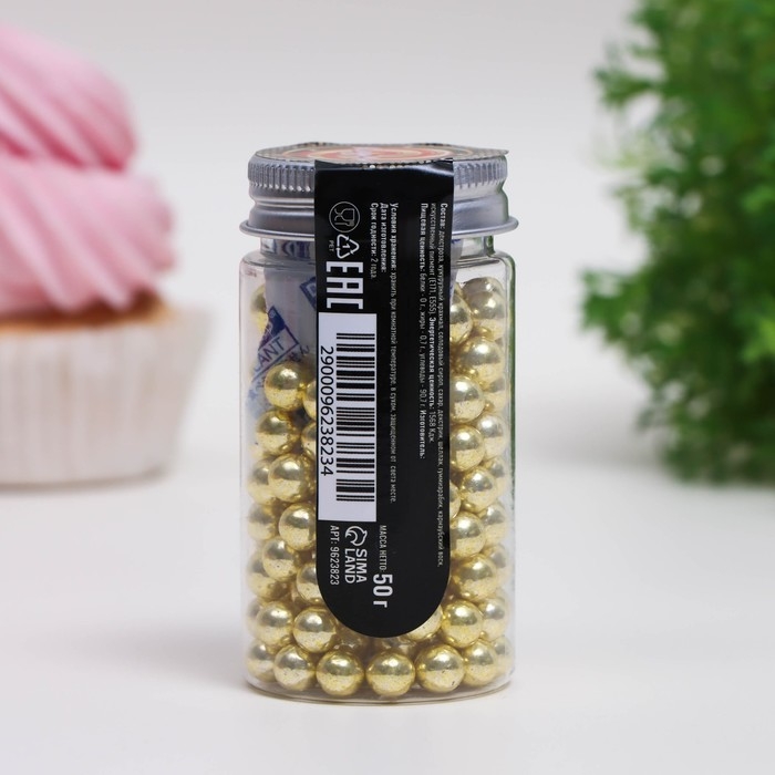 Посыпка кондитерская «Металлическое золото», 7 мм, 50 г Посыпка кондитерская «Металлическое золото», 7 мм, 50 г