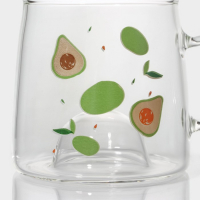 Кружка стеклянная с деревянной крышкой «Авокадо», 350 мл, рисунок МИКС Кружка стеклянная с деревянной крышкой «Авокадо», 350 мл, рисунок МИКС