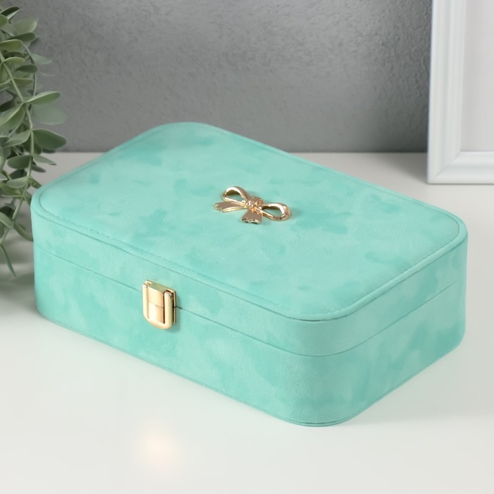 Шкатулка текстиль для украшений Шкатулка текстиль для украшений "Бант" голубой 22х14,5х7 см