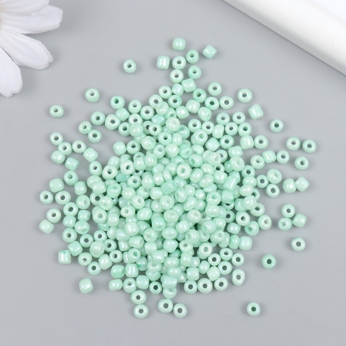 Бисер стекло 6/0 Бисер стекло 6/0 "Светло-зелёный" макарун, глянец 450 гр