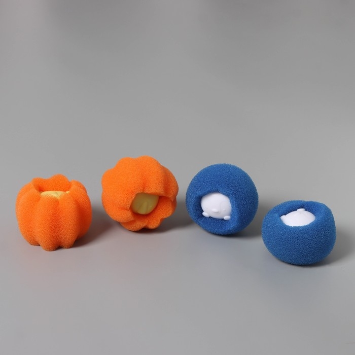 Шарики для стирки Доляна, набор 4 шт, d=8 см, цвет синий/оранжевый Шарики для стирки Доляна, набор 4 шт, d=8 см, цвет синий/оранжевый