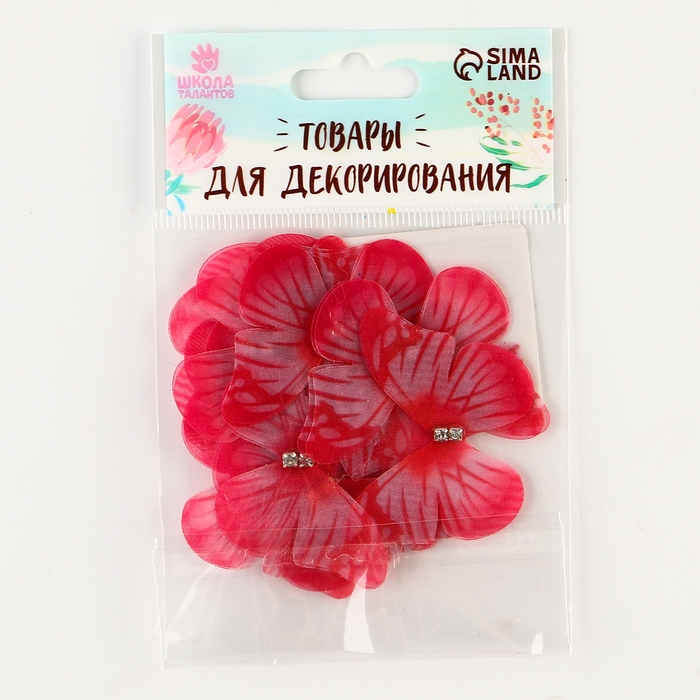 Декор для творчества &laquo;Бабочка&raquo;, двухслойный, набор 12 шт., размер 1 шт. &mdash; 5 &times; 4 см, цвет красный