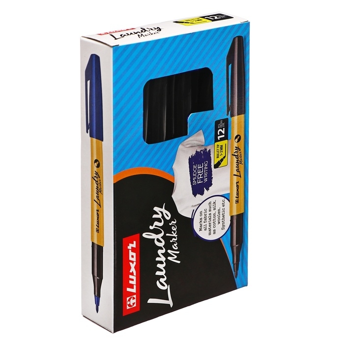 Маркер перманентный для ткани, прачечных 1-2 мм Luxor "Laundry", пулевидный, черный