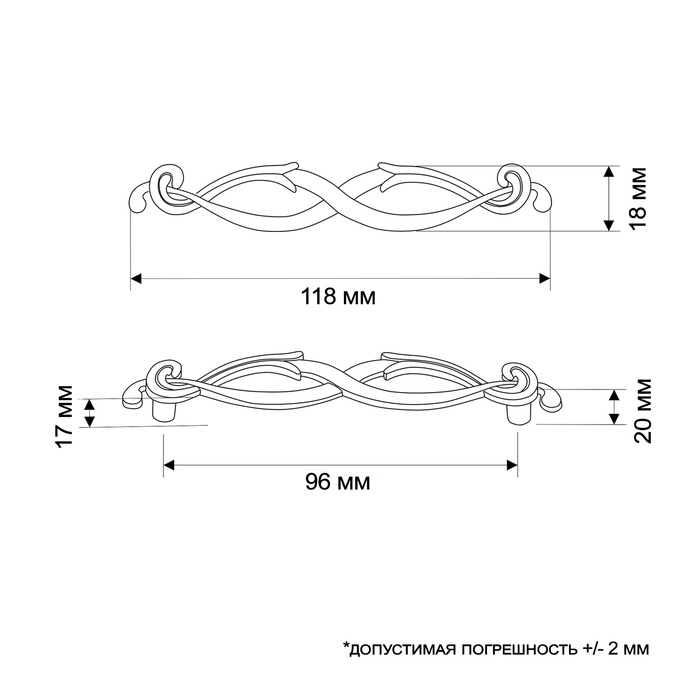 Ручка-скоба ТУНДРА PC172AB, м/о 96 мм, цвет бронза Ручка-скоба ТУНДРА PC172AB, м/о 96 мм, цвет бронза