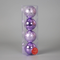 Набор шаров пластик d-8 см, 4 шт "Клоуд классика" сиреневый