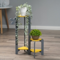 Стойка-полка для цветов треугольная Флора (2 места) Серо-желтый