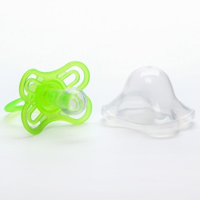 Соска - пустышка силиконовая классическая &laquo;Бабочка&raquo;, от 6 мес., с колпачком, цвет зеленый