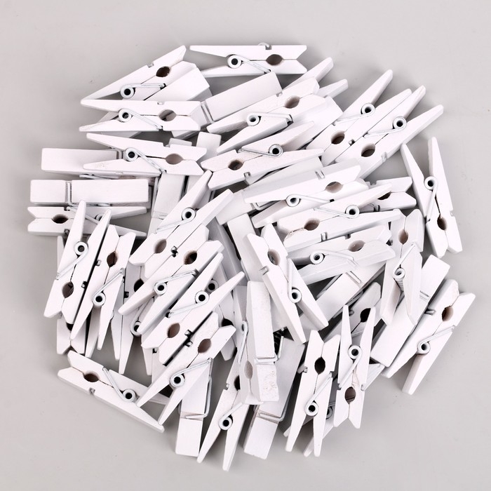 Набор прищепок для декора 50 шт., белые — 3,5 см Набор прищепок для декора 50 шт., белые — 3,5 см