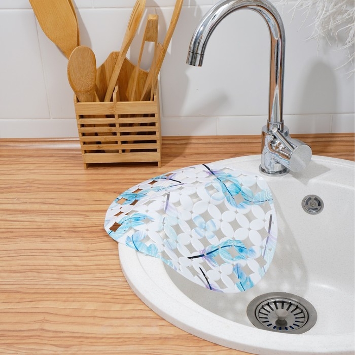 Коврик в раковину Доляна «Пёрышки», 29×29 см Коврик в раковину Доляна «Пёрышки», 29×29 см