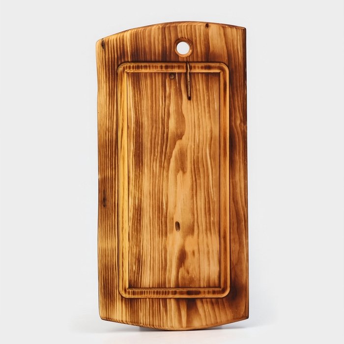 Доска разделочная в обжиге с кровостоком Wild Kitchen, 50&times;20-25&times;2,5 см, цельный массив кедра