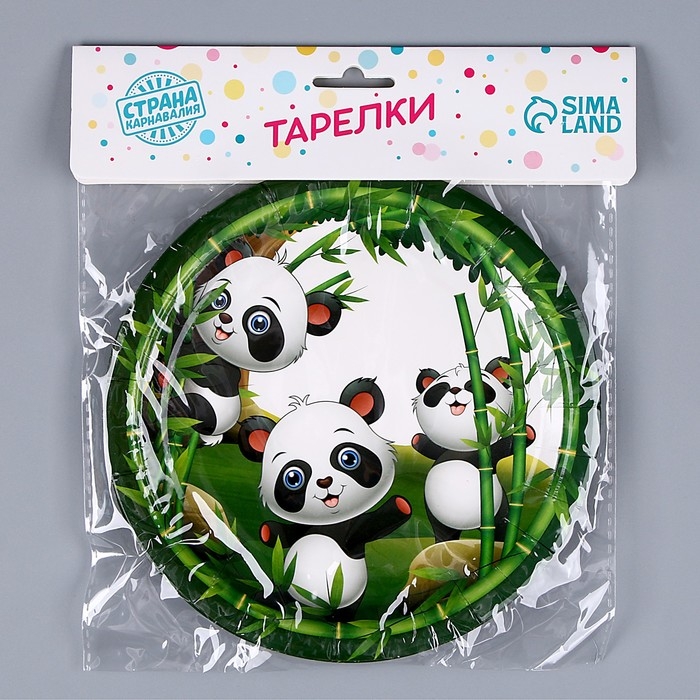 Тарелка бумажная &laquo;Панда&raquo;, в наборе 6 шт.