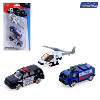 Набор металлических машин &laquo;Полиция&raquo;, 3 штуки, МИКС