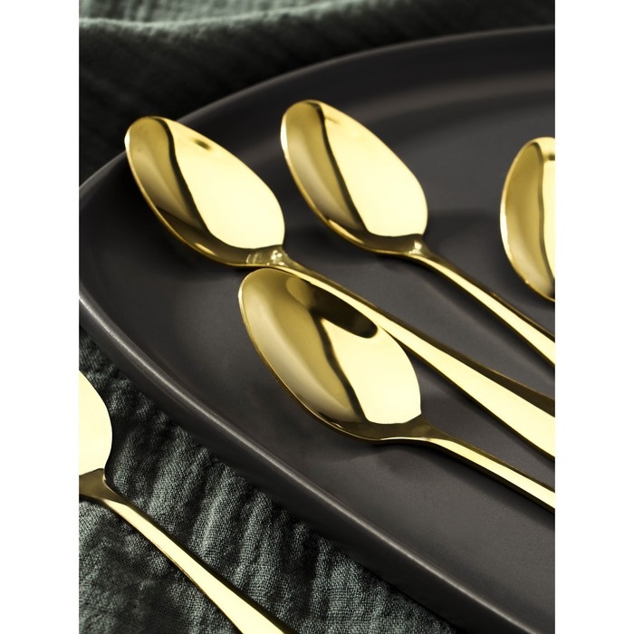 Ложки чайные Доляна «Голд», длина 13,5 см, 6 шт Ложки чайные Доляна «Голд», длина 13,5 см, 6 шт