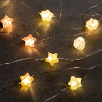 Гирлянда «Нить» 2 м роса с насадками «Звездочки», IP20, нить серебристая, 20 LED, 4.6 В, батарейки AG13x3 (в комплекте), 3 режима, свечение тёплое белое Гирлянда «Нить» 2 м роса с насадками «Звездочки», IP20, нить серебристая, 20 LED, 4.6 В, батарейки AG13x3 (в комплекте), 3 режима, свечение тёплое белое