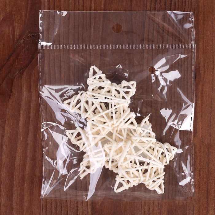 Декор для творчества из лозы &laquo;Звезда&raquo; набор 3 шт., размер 1 шт. &mdash; 6,5 см, цвет натуральный