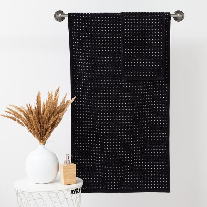 Полотенце махровое Этель ЧБ &laquo;Пунктир&raquo;, пестроткань, 70х130 см