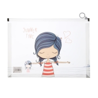 Папка-конверт на молнии формат А4, 180 мкр, прозрачная с рисунком "Девочки", МИКС Папка-конверт на молнии формат А4, 180 мкр, прозрачная с рисунком "Девочки", МИКС