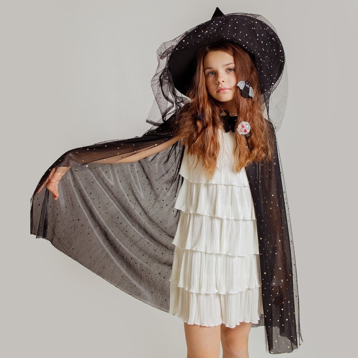 Карнавальный набор &laquo;Стильная ведьмочка&raquo;: шляпа, плащ, заколки 3 шт.