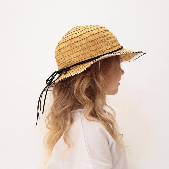 Шляпа для девочки MINAKU Шляпа для девочки MINAKU "Куколка", размер 50, цвет бежевый