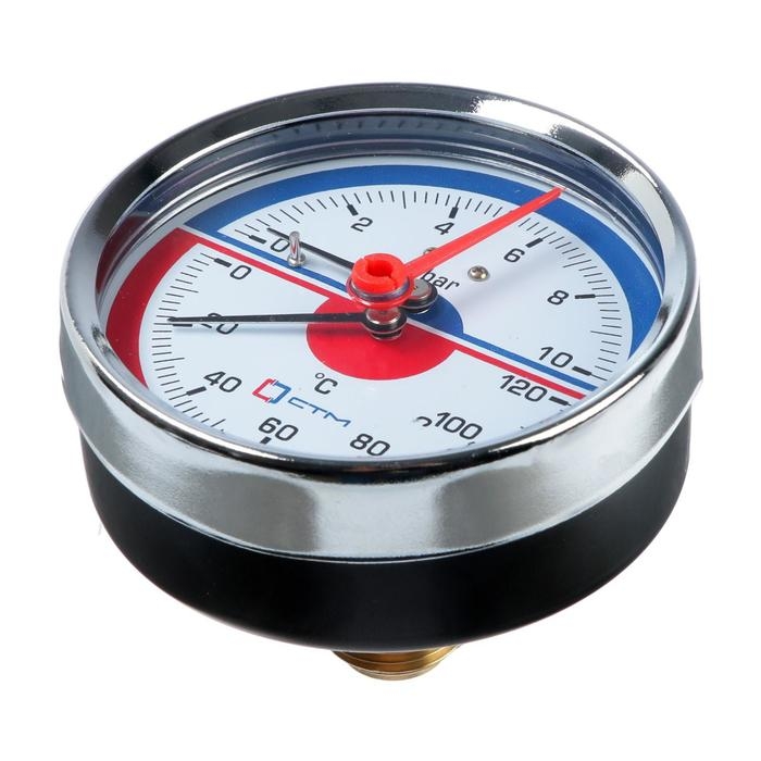 Термоманометр Термоманометр "CTM", аксиальный, Дк 80 мм, 1 МПа, наружная резьба 1/4", 120°С