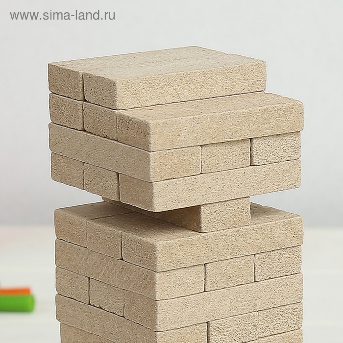 Падающая башня дженга, настольная игра "Каланча", 54 бруска, 19 х 6.5 см