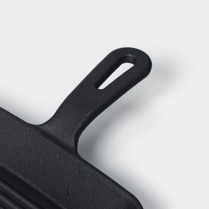 Сковорода чугунная &laquo;Квадрат. Гриль&raquo;, 19&times;3 см, на деревянной подставке