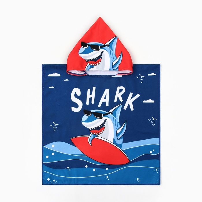 Полотенце-пончо детское LoveLife Полотенце-пончо детское LoveLife "Акула" 60х120 см, 100% пэ, 230 г/м2