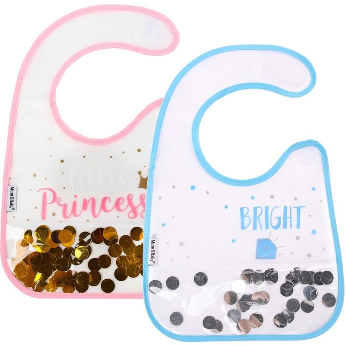 Нагрудник для кормления &laquo;Little&raquo; непромокаемый на липучке, внутри с конфетти, виды МИКС