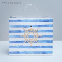 Пакет подарочный крафтовый, упаковка, &laquo;Якорь&raquo;, 32 х 28 х 15 см