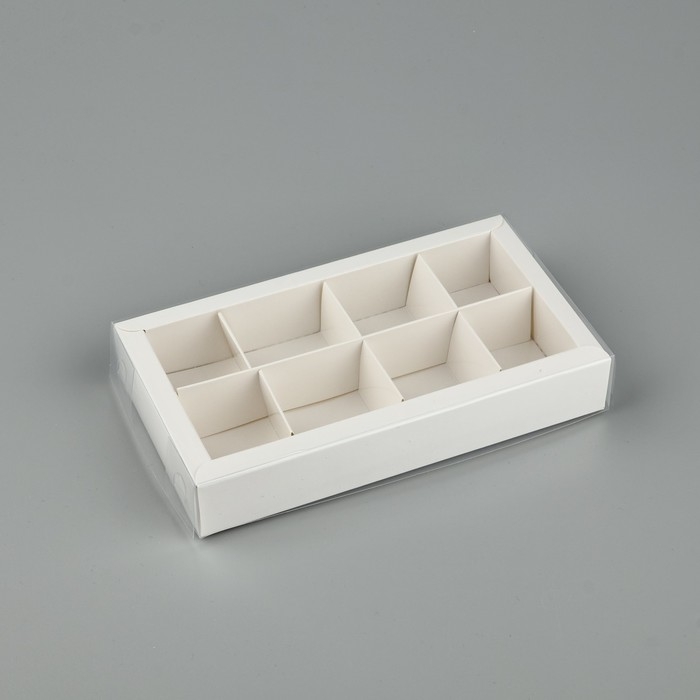 Коробка под 8 конфет с ячейками &laquo;Белая&raquo;, 10 х 18.5 х 3 см
