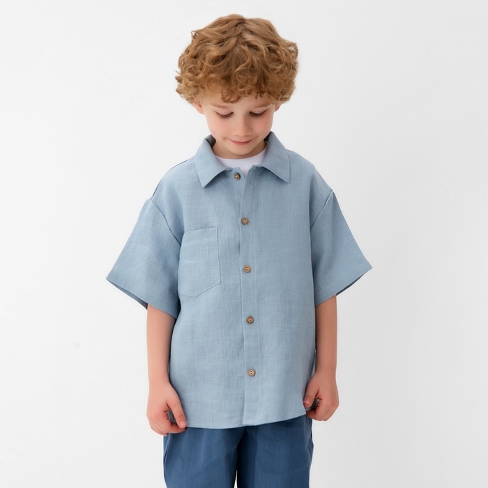 Рубашка для мальчика KAFTAN Linen, р. 30 (98-104), голубой
