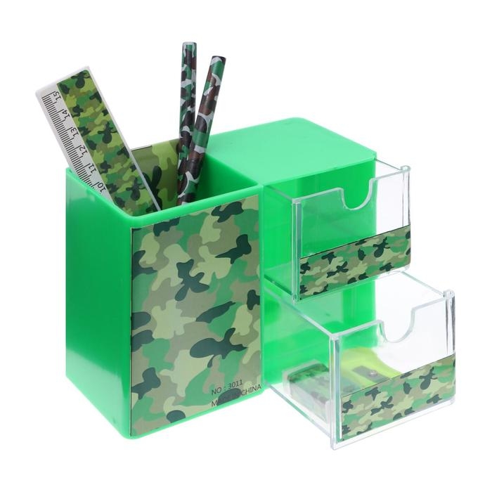 Набор настольный детский Набор настольный детский "Милитари" (подставка+2 карандаша+линейка+точилка+ластик+блокнот 8 листов)