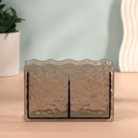 Органайзер для хранения косметики «Волны», 2 секции, 16×6.5×10.3 см, чёрный, полупрозрачный Органайзер для хранения косметики «Волны», 2 секции, 16×6.5×10.3 см, чёрный, полупрозрачный