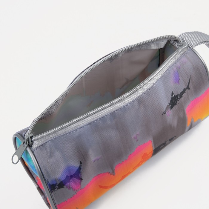 Косметичка на молнии, цвет серый/бирюзовый Косметичка на молнии, цвет серый/бирюзовый