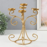 Подсвечник металл на 5 свечей "Вазон. Завитки" золото 21.5х21.5х27 см Подсвечник металл на 5 свечей "Вазон. Завитки" золото 21.5х21.5х27 см