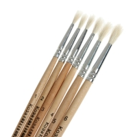 Набор кистей коза 6 штук: № 1, 2, 3, 4, 5, 6, круглые, с деревянными ручками, в блистере