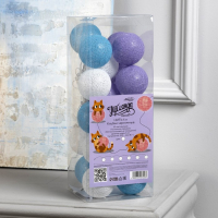 Гирлянда &laquo;Нить&raquo; 5 м с насадками &laquo;Клубки черничные&raquo;, IP20, прозрачная нить, 20 LED, свечение белое, 220 В