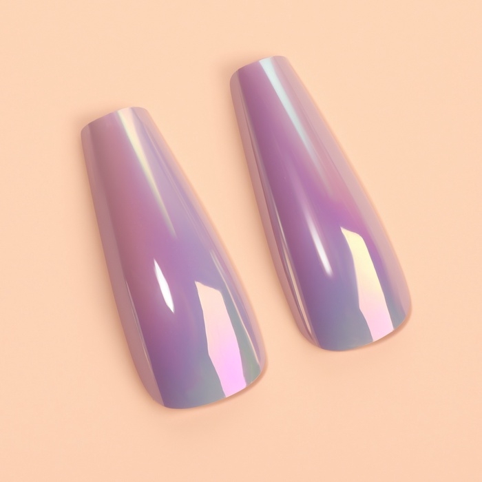 Накладные ногти &laquo;Перламутр&raquo;, 12 шт, с клеевыми пластинами, форма балерина, фиолетовые