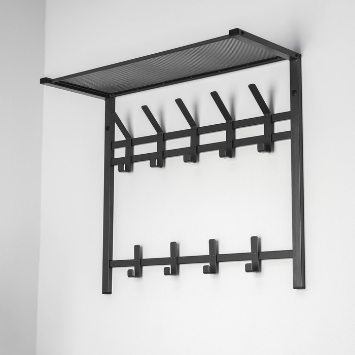 Вешалка с полкой 2-х ярусная &laquo;Торонто 22&raquo;, 67&times;27&times;58,5 см, цвет графит