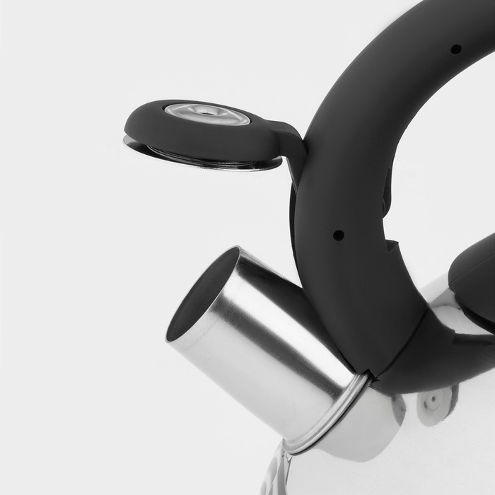 Чайник со свистком из нержавеющей стали Доляна &laquo;Волна&raquo;, 2,8 л, с индикатором нагрева, фиксированная ручка