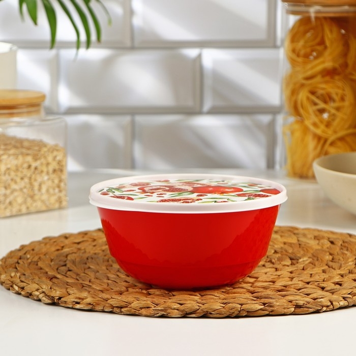 Набор мисок с крышкой «Гранат», 3 шт: 1 л, 2 л, 3 л, цвет красный Набор мисок с крышкой «Гранат», 3 шт: 1 л, 2 л, 3 л, цвет красный