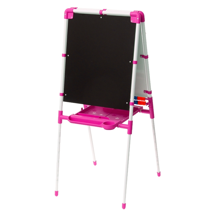 Мольберт детский двусторонний &laquo;Доска знаний&raquo;, регулируется по высоте, + учебные принадлежности, цвет розовый
