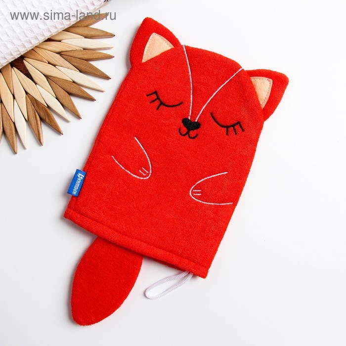 Мочалка детская для купания &laquo;Лисичка&raquo;, варежка, из махры