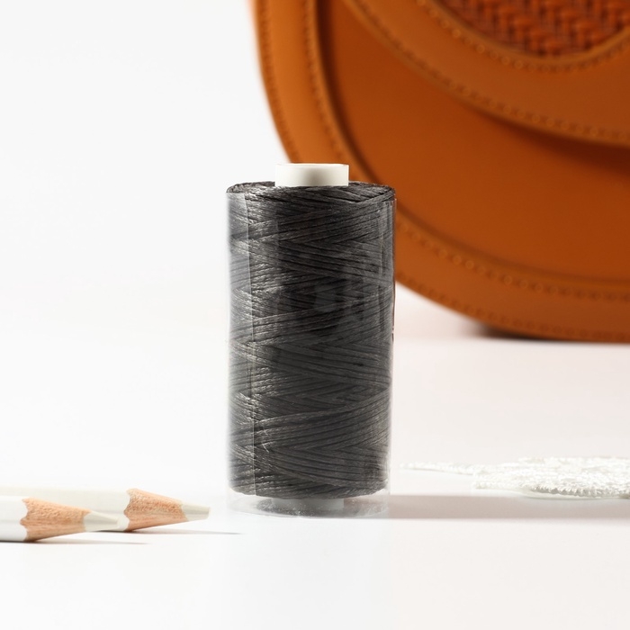 Нитки вощёные, плоские, 210D/16, 1 мм, 50 &plusmn; 2 м, цвет графит