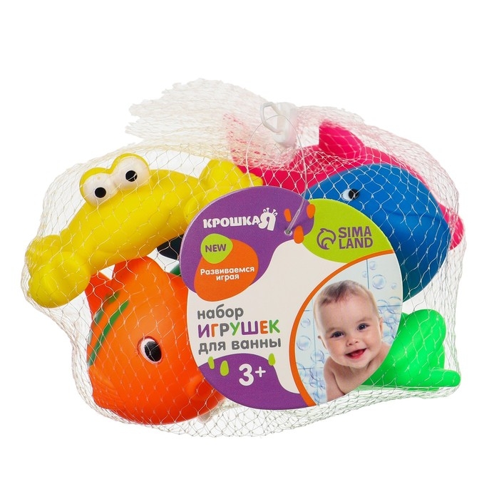 Набор резиновых игрушек для ванны &laquo;Мир моря&raquo;, с пищалкой, 6 шт, Крошка Я