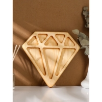 Менажница деревянная авторская Adelica &laquo;Алмаз&raquo;, 25&times;24&times;2,2 см, цельный массив кедра