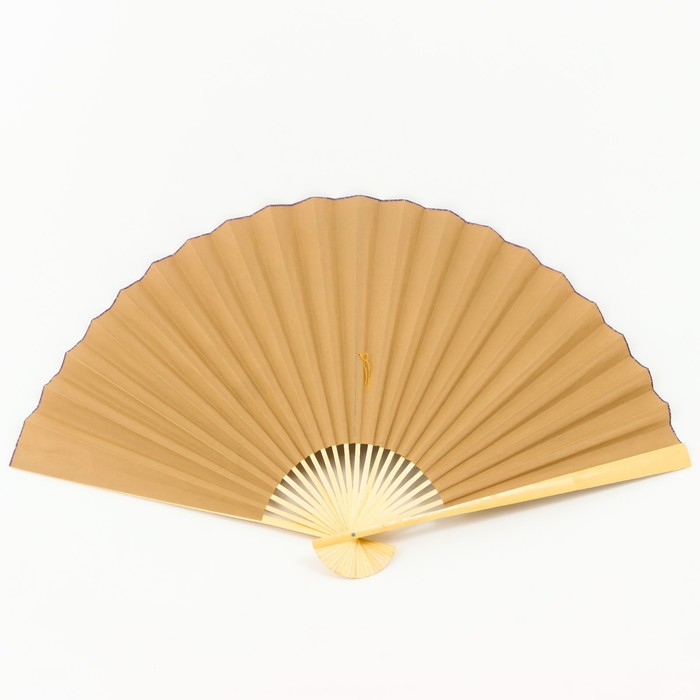 Веер бамбук, текстиль h=90 см "Журавли" жёлтый